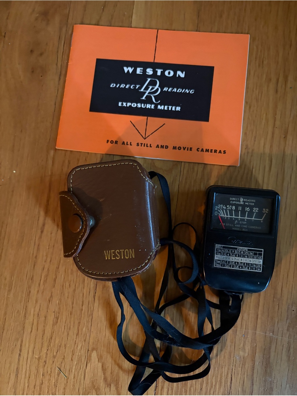 Vintage Weston Direct Reading Exposure Light Meter 853 Case & Manual  Untested